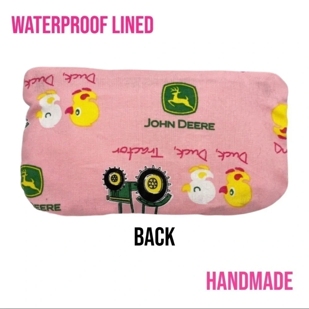 Waterproof Make Up Bag- Pink John Deere w/ Lace